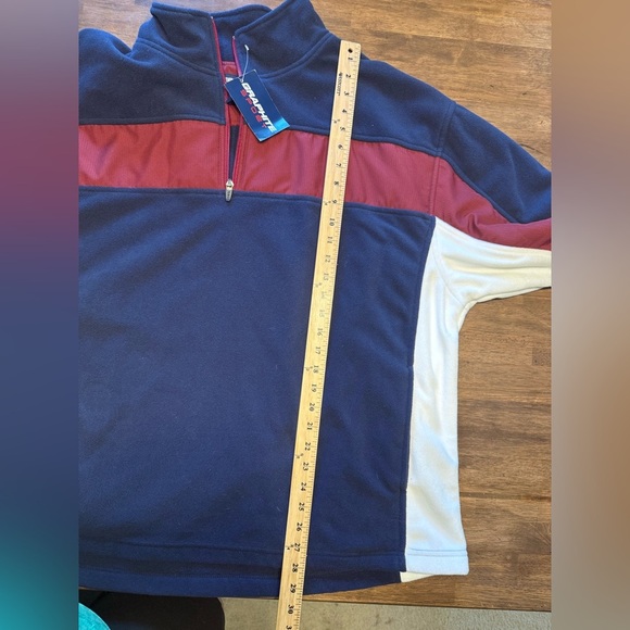 Graphite Sport Fleece Pullover Sweater Mens SZ XL Red White Blue New Pockets - Picture 7 of 7
